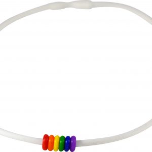 Rainbow Beads Necklace on Rubber - White