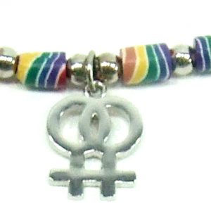 Rainbow Fimo Beads with Double Female Charm Necklace