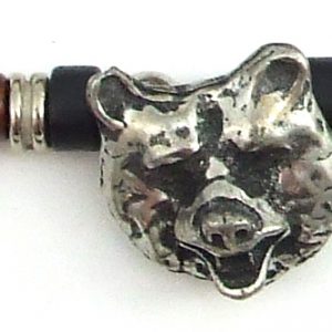 Brown & Black Ceramic Beads with Bear Head Charm Necklace