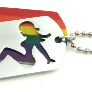 Rainbow Mud Flap Girl Dog Tag Necklace