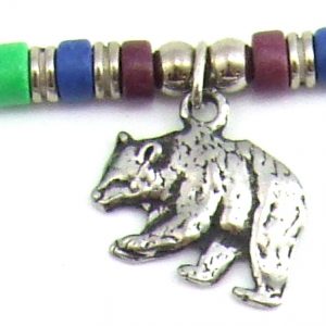 Rainbow Beads W/Bear Charm Necklace