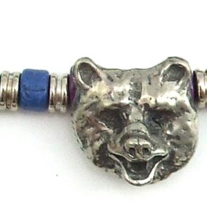 Rainbow Beads W/Bear Head Charm Necklace