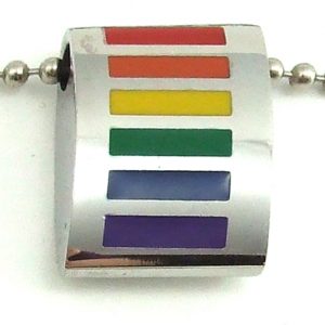Stainless Steel Rainbowbow Striped Sq. Pendant