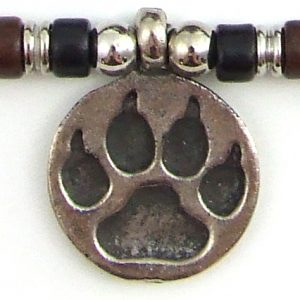 Brown & Black Beads with Bear Paw Charm Necklace