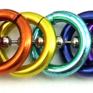 Rainbow Mini Pride Rings on ball chain Necklace