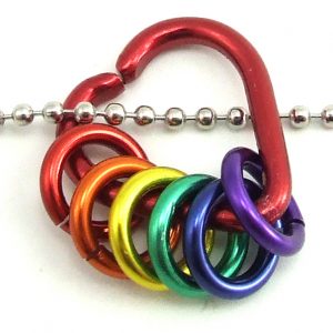 Heart with Rainbow rings on Ball Chain
