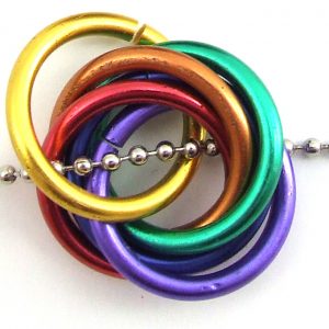 Rainbow Entwined Rings - ball chain Necklace