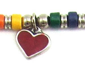 Rainbow cerm bds w/heart necklace