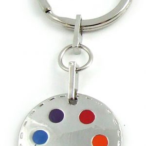 Rainbow Dots Pewt Key Chain