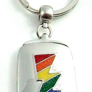 Rainbow Lt Bolt frame/Mirr Pewt Key Chain
