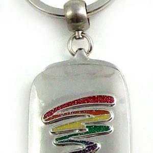 Rainbow Squiggle frame/Mirr Pewt Key Chain