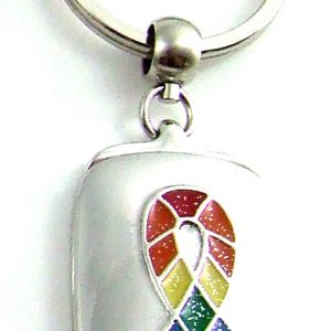 Rainbow Ribbon frame/Mirr Pewt Key Chain