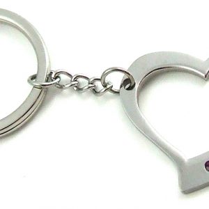 SS Heart w/ Stones Key Ring