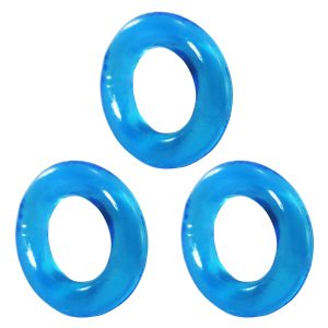 Set of 3 - Stretch To Fit Cock Ring - Blue