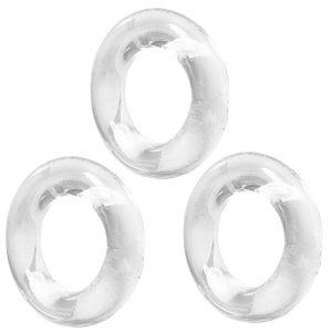 Set of 3 - Stretch To Fit Cock Ring - Clear