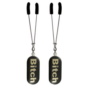 Nipple Clamp - Tweezer - Chrome with Bitch Tag