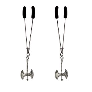 Nipple Clamp - Tweezer - Chrome with Labrys Charm