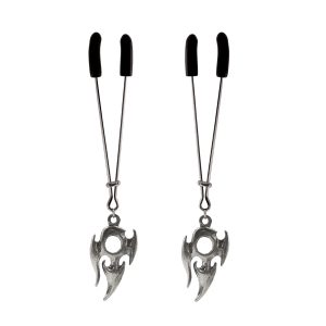 Nipple Clamp - Tweezer - Chrome with Tribal Charm