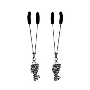 Nipple Clamp - Tweezer - Chrome with Bitch Charm