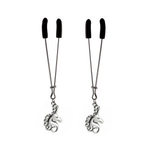 Nipple Clamp - Tweezer - Chrome W/Unicorn Charms
