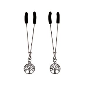 Nipple Clamp - Tweezer - Chrome W/Tree of Life Charms