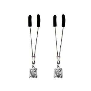 Nipple Clamp - Tweezer - Chrome W/Day of the Dead Charms
