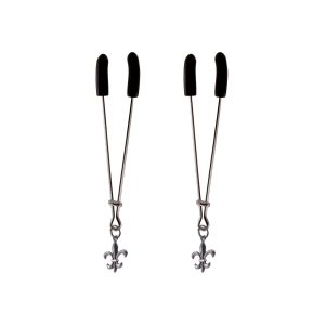 Nipple Clamp - Tweezer - Chrome W/Fleur de Lis Charms