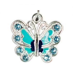 Blue Butterfly Charm on Chrome Tweezer Nipple Clamps includes organza gift storage bag
