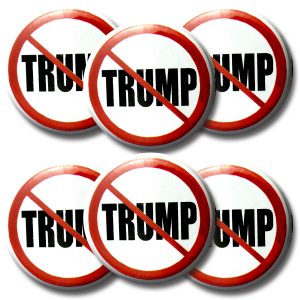 TRUMP with circle red slash buttons (SET OF 6) 1.25” or 3.175cm pin back button