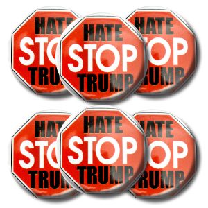 Set STOP HATE STOP TRUMP buttons (SET OF 6) 1.25” or 3.175cm pin back button
