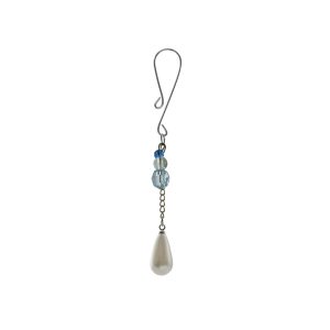 Clit Clamp - Tweezer w/Pearl on Chain & Blue Beads includes organza gift storage bag