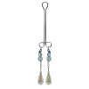 Clit Clamp - Double Loop w/Pearl on Chain & Blue Beads includes organza gift storage bag