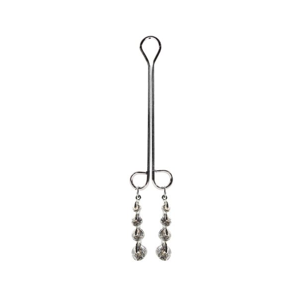 Clit Clamp - Dbl. Loop With "Diamond" Drops includes organza gift storage bag