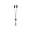 Clit Clamp - Tweezer W/Pearls & Green Beads includes organza gift storage bag