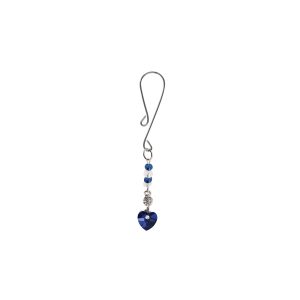 Clit Clamp - Loop W/Heart Charm & Blue Beads includes organza gift storage bag