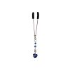 Clit Clamp - Tweezer W/Heart Charm & Blue Beads includes organza gift storage bag