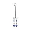 Clit Clamp - Dbl Loop W/Heart Charm & Blue Beads includes organza gift storage bag