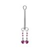 Clit Clamp - Dbl Loop W/Heart Charm & Fuchsia Pink Beads includes organza gift storage bag