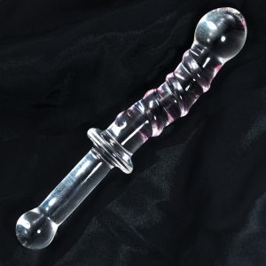 8 1/2" Borisilicate Dildo Dong with Pink Vein and Handle