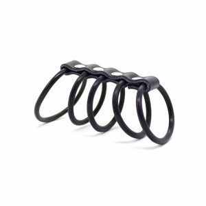 5 Silicone Ring Gates of Hell with PU Leather Connector - Black