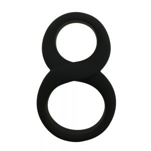 Silicone Double Cock Ring - Black