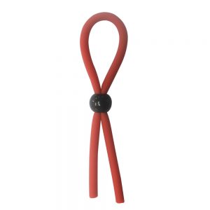 Adjustable Silicone Lasso Cock Ring - Red