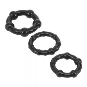 Silicone Stretchy Shaft Cock Rings - Beaded - Set of 3