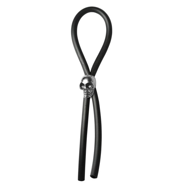 Cock Ring Adjustable Silicone Cord with Stainless Steel Euro Skull Bead for tension control tight accurate fit