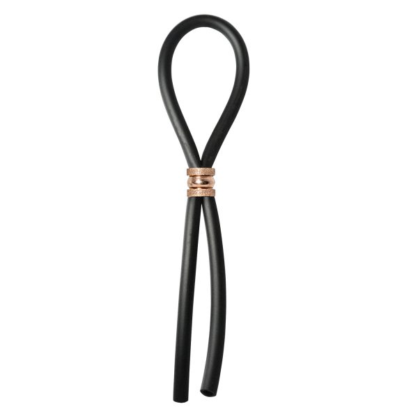 Cock Ring Adjustable Silicone Cord with Stainless Steel Rose Gold Bead for tension control tight accurate fit