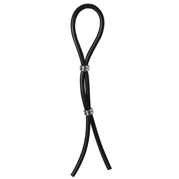 Cock Ring Adjustable Silicone Cord with Two Stainless Steel Double Bead for tension control tight accurate fit