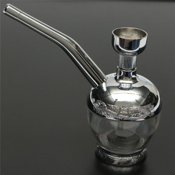 Metal Bottle Water pipe Portable Mini round design tob or cig Includes 5 stainless steel screen filters and organza gift storage bag