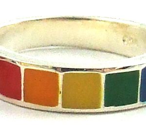 Rainbow Sterling Silver squares ring 10