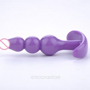 Silicone Butt Plug with Three Beads - Purple