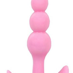 3 3/4" Triple Bead Beginner Anal/Butt Plug with Lay Flat Base - Pink